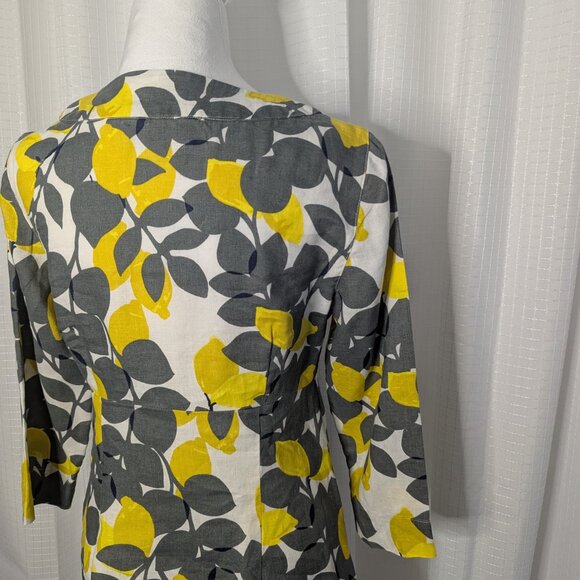 Boden 100% Linen Dress, Gray with Lemon Motif, Size 6R - Picture 7 of 7